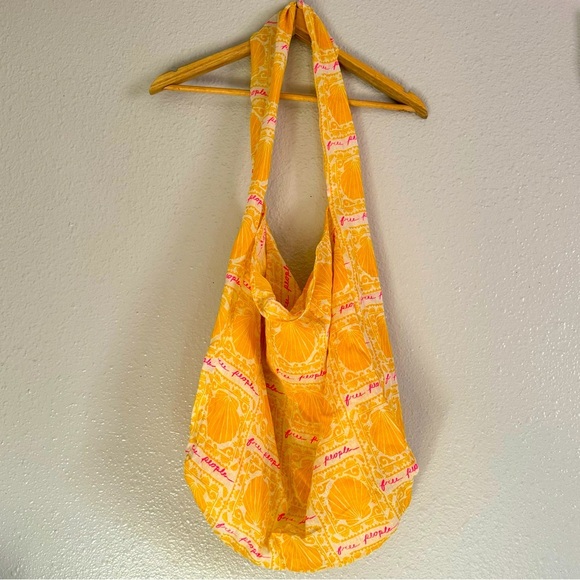 Free People Handbags - Free People Yellow & Pink Seashell Tote Bag